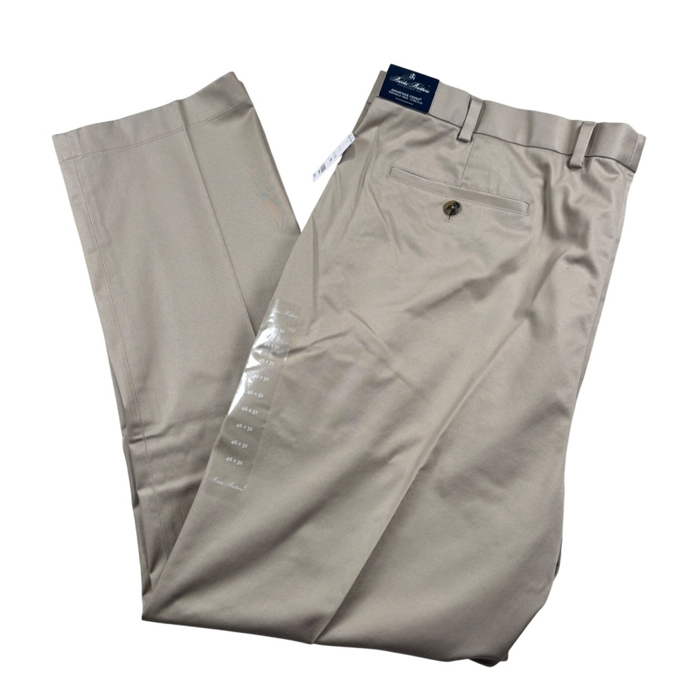 Brooks Brothers Chinos Men 46x32 Khaki Advantage Wrinkle Free Stretch Pants